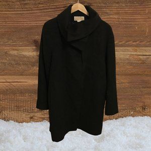 Black Michael Kors Cowell Neck Wool Coat